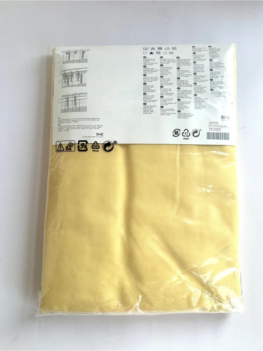 IKEA GUNRID AIR PURIFYING SOFT YELLOW CURTAINS DRAPERY PANELS NEW SEALED 57”x98”